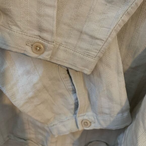 Havanera Beige Striped Long Sleeve Shirt L Ramie/Rayon - Picture 7 of 10